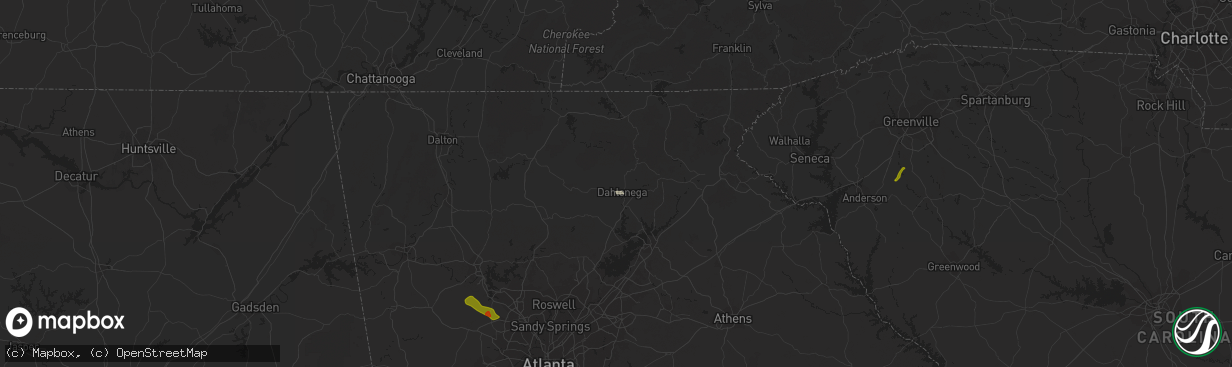 Hail map in Dahlonega, GA on September 12, 2023