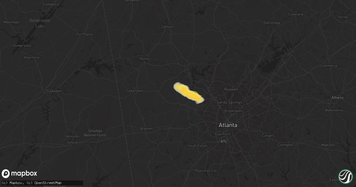 Hail map in Dallas, GA on September 12, 2023