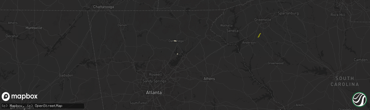 Hail map in Gainesville, GA on September 12, 2023