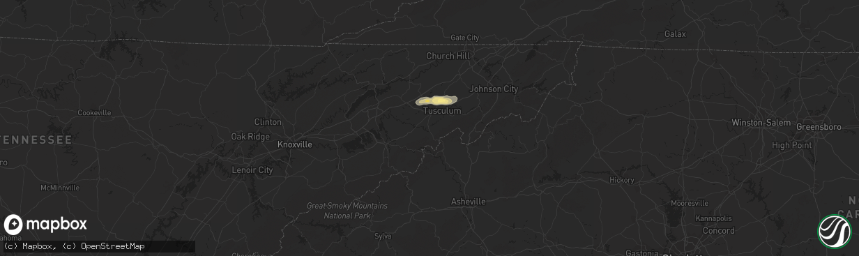 Hail map in Greeneville, TN on September 12, 2023