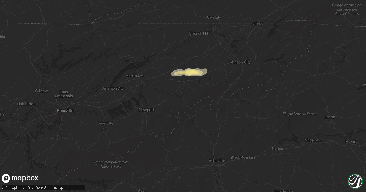 Hail map in Greeneville, TN on September 12, 2023