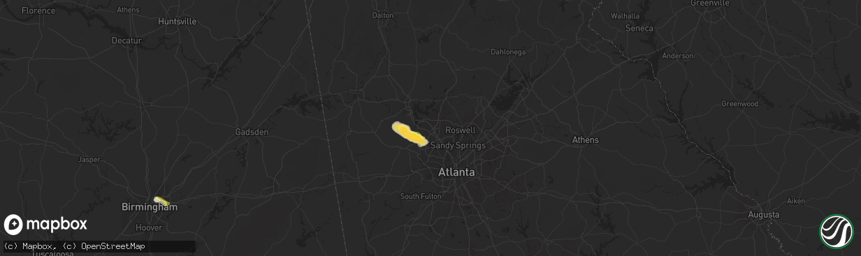 Hail map in Kennesaw, GA on September 12, 2023