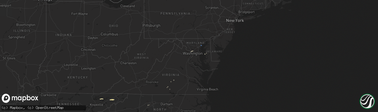 Hail map in Maryland on September 12, 2023