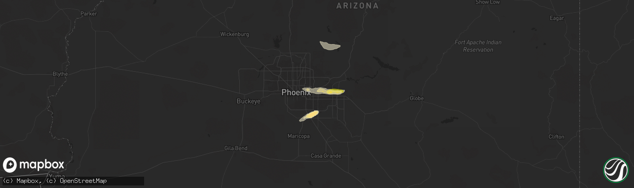 Hail map in Mesa, AZ on September 12, 2023