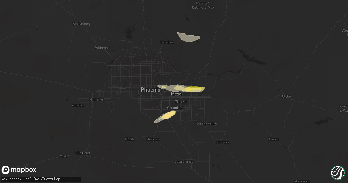 Hail map in Mesa, AZ on September 12, 2023