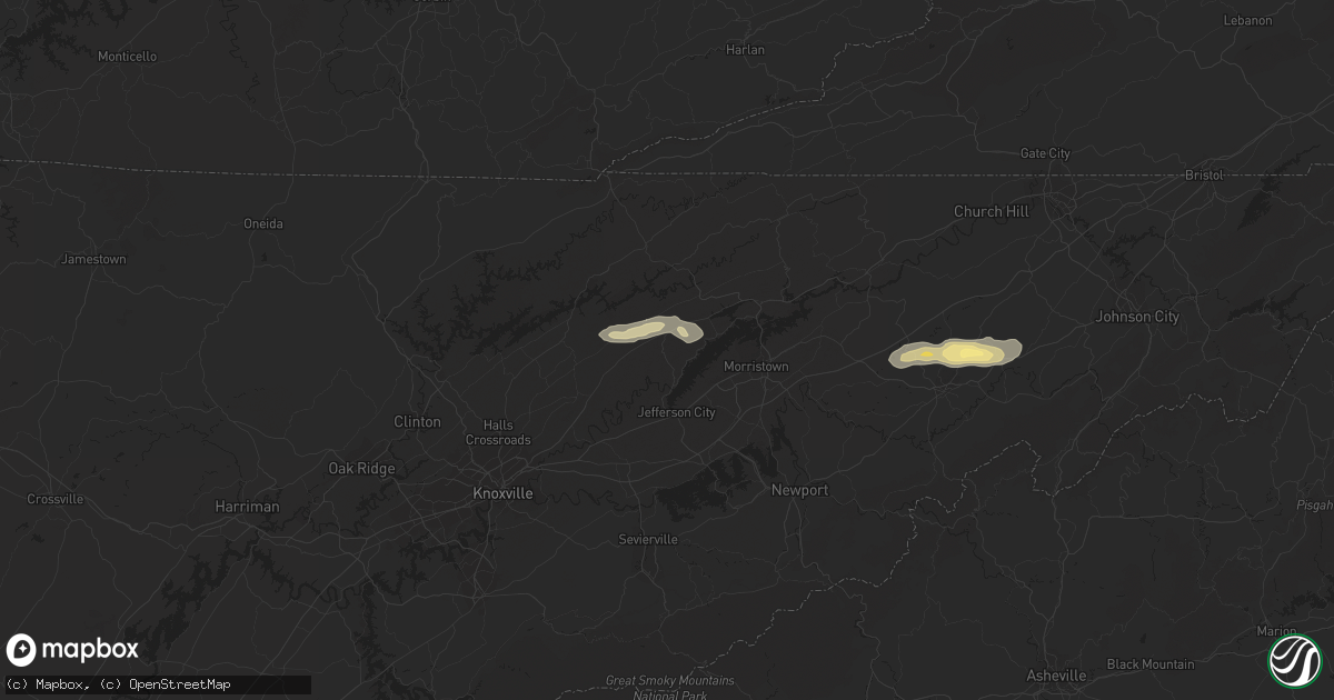 Hail map in Rutledge, TN on September 12, 2023