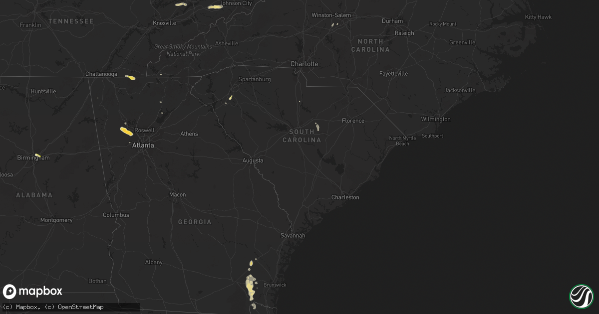 Hail map in South Carolina on September 12, 2023