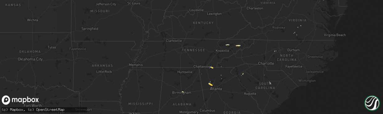 Hail map in Tennessee on September 12, 2023