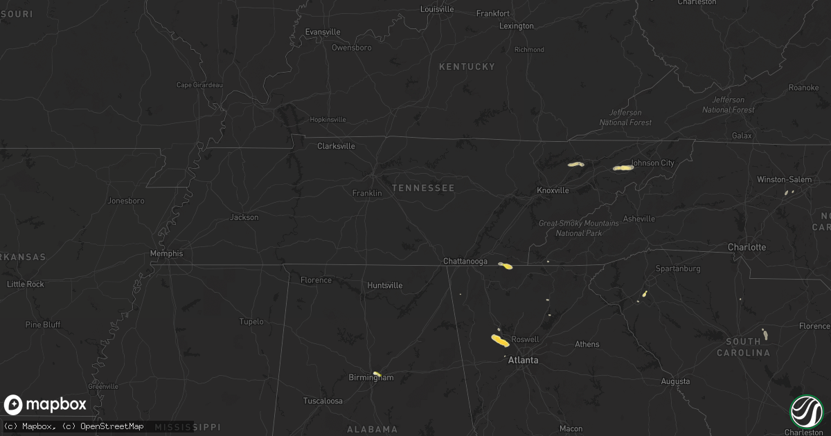 Hail map in Tennessee on September 12, 2023