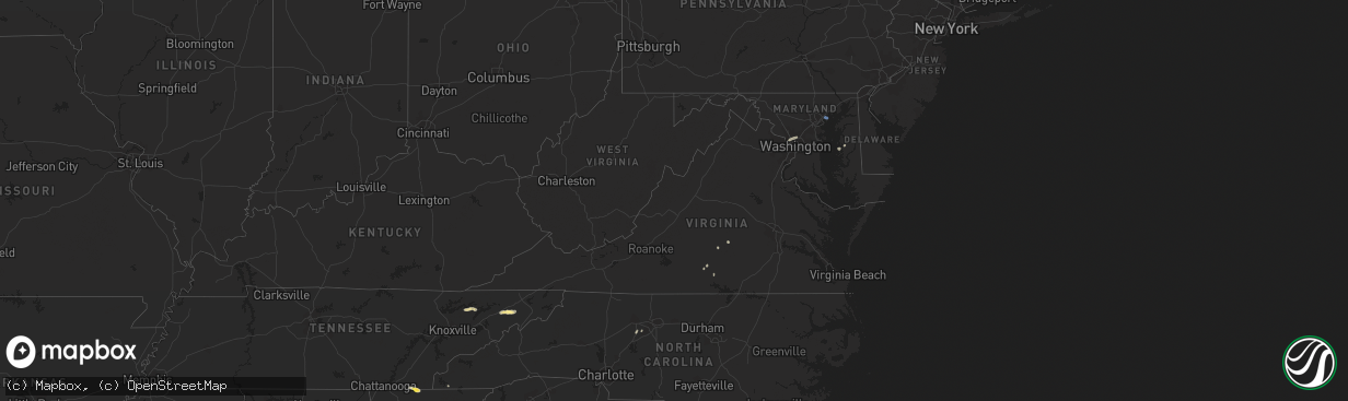Hail map in Virginia on September 12, 2023