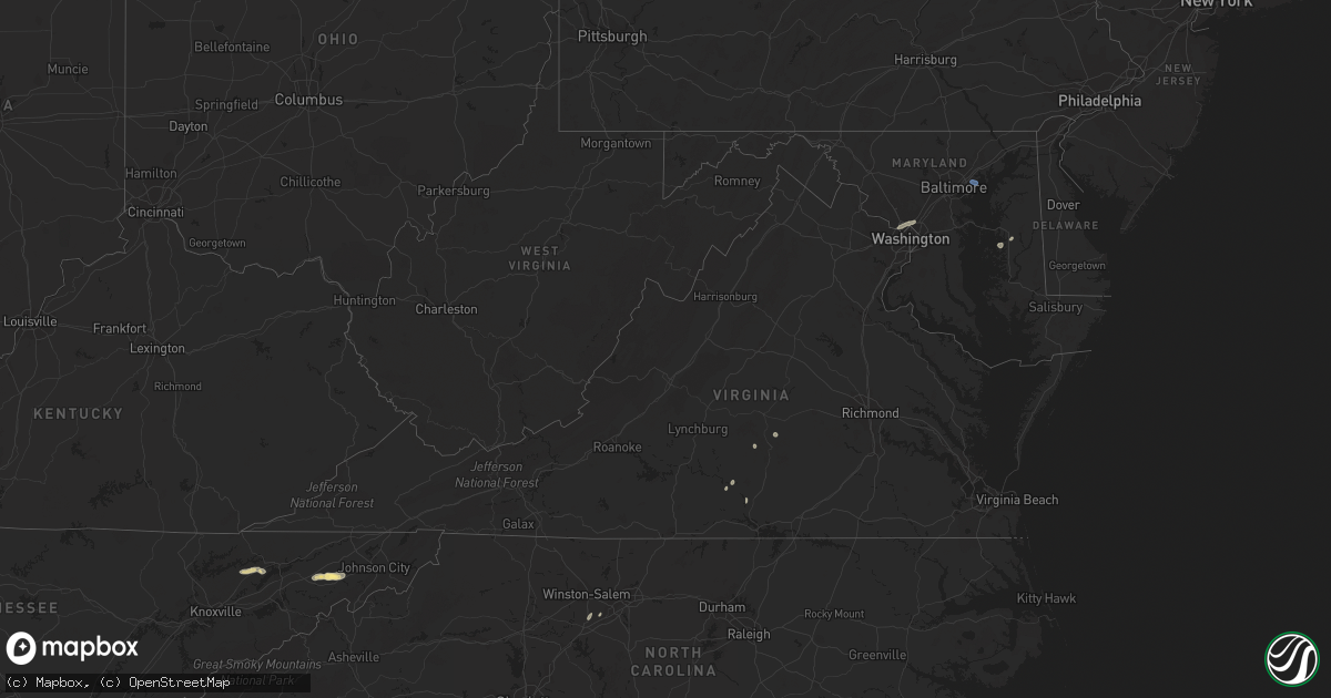 Hail map in Virginia on September 12, 2023