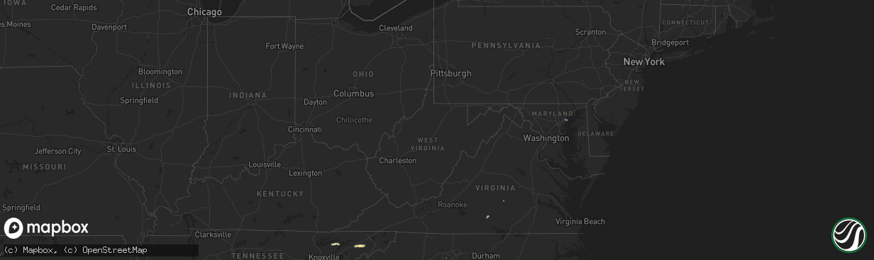 Hail map in West Virginia on September 12, 2023