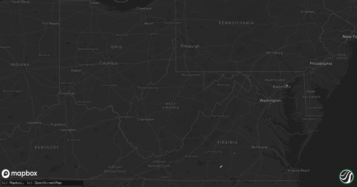 Hail map in West Virginia on September 12, 2023