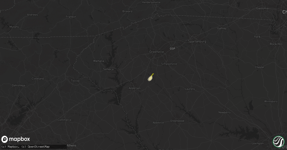 Hail map in Williamston, SC on September 12, 2023