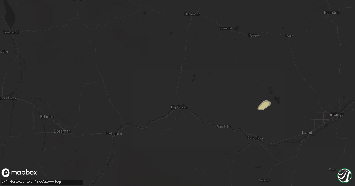 Hail map in Big Timber, MT on September 12, 2024