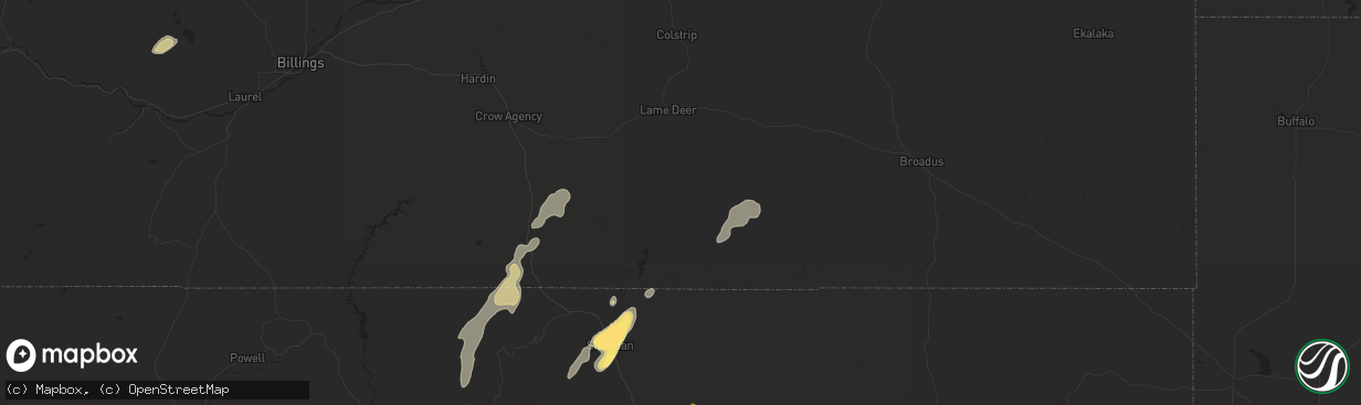 Hail map in Birney, MT on September 12, 2024