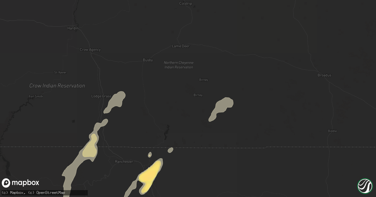 Hail map in Birney, MT on September 12, 2024