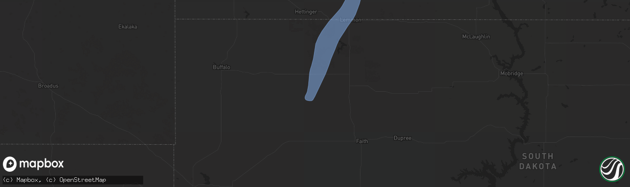 Hail map in Bison, SD on September 12, 2024