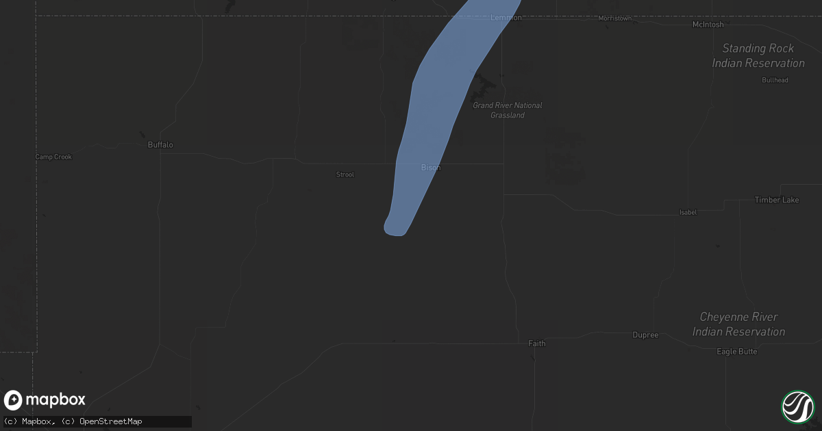 Hail map in Bison, SD on September 12, 2024