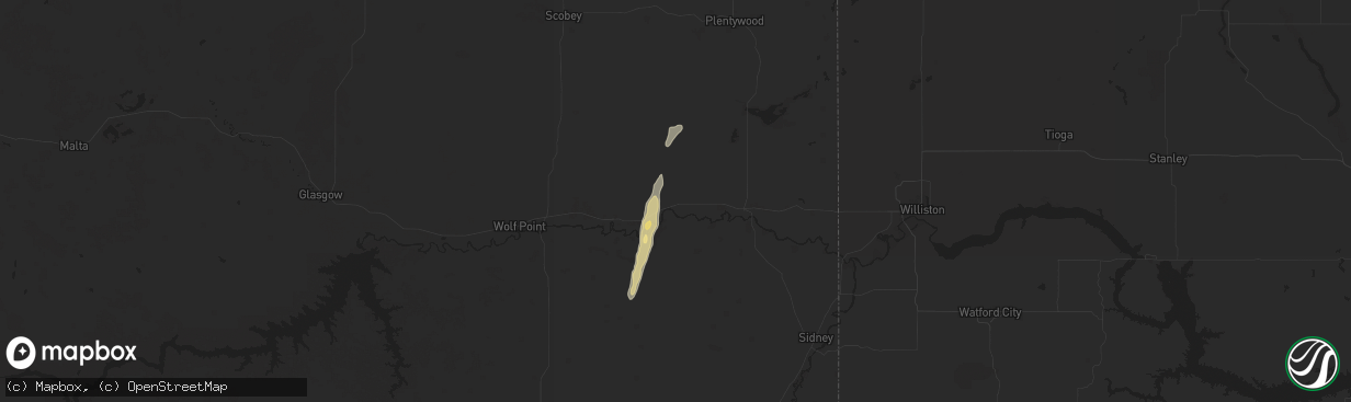 Hail map in Brockton, MT on September 12, 2024