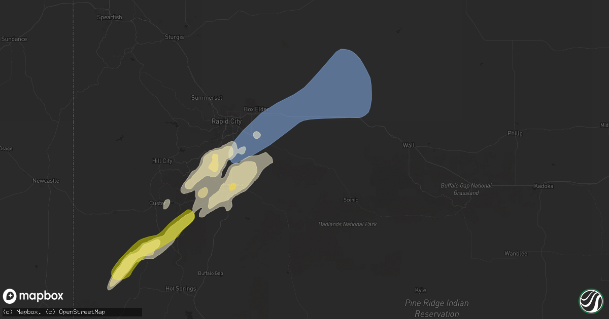 Hail map in Caputa, SD on September 12, 2024
