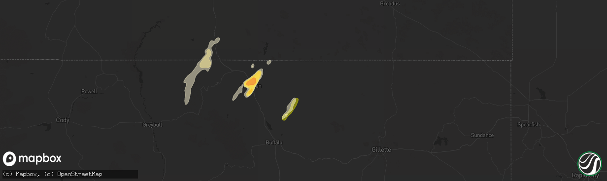 Hail map in Clearmont, WY on September 12, 2024