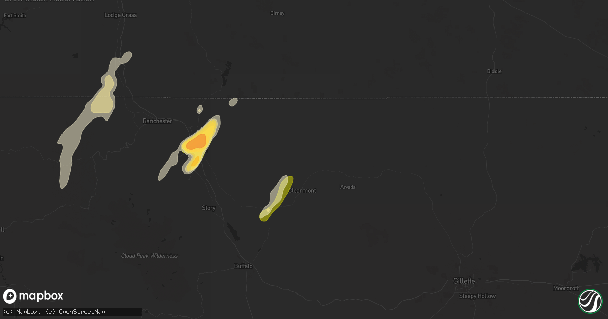 Hail map in Clearmont, WY on September 12, 2024