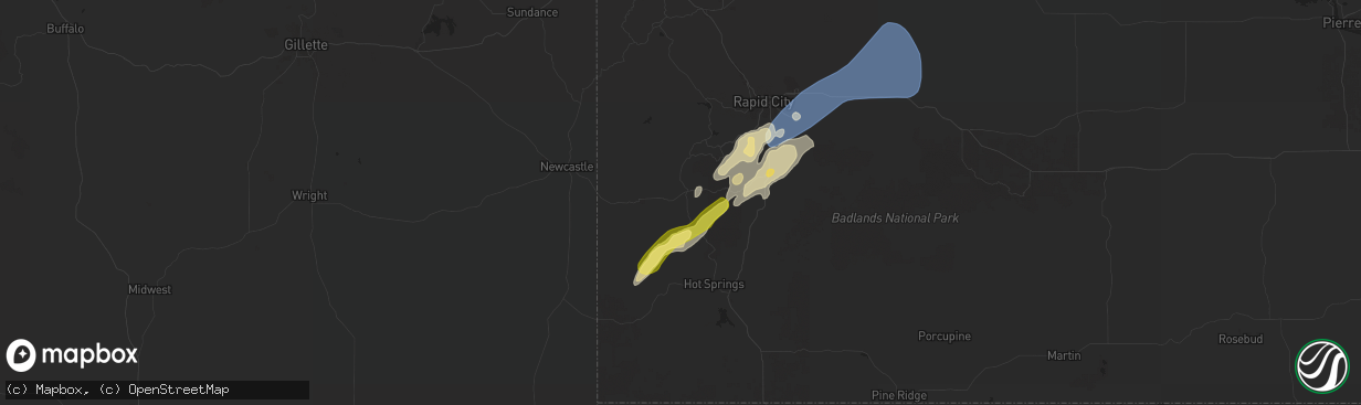 Hail map in Custer, SD on September 12, 2024