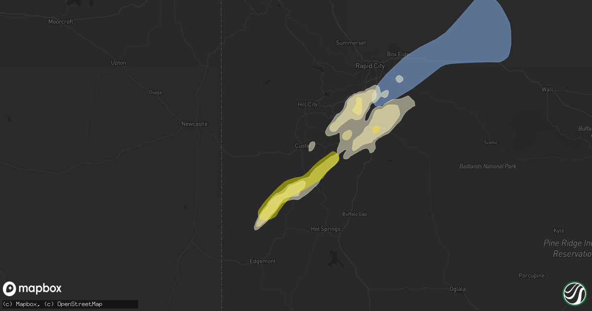 Hail map in Custer, SD on September 12, 2024
