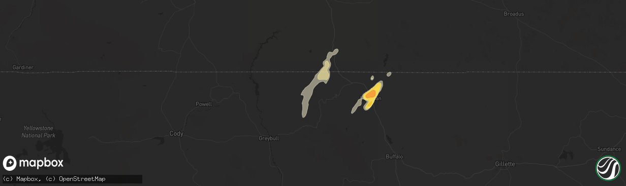 Hail map in Dayton, WY on September 12, 2024