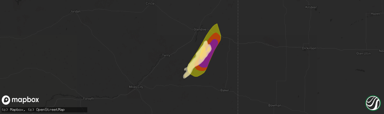 Hail map in Fallon, MT on September 12, 2024