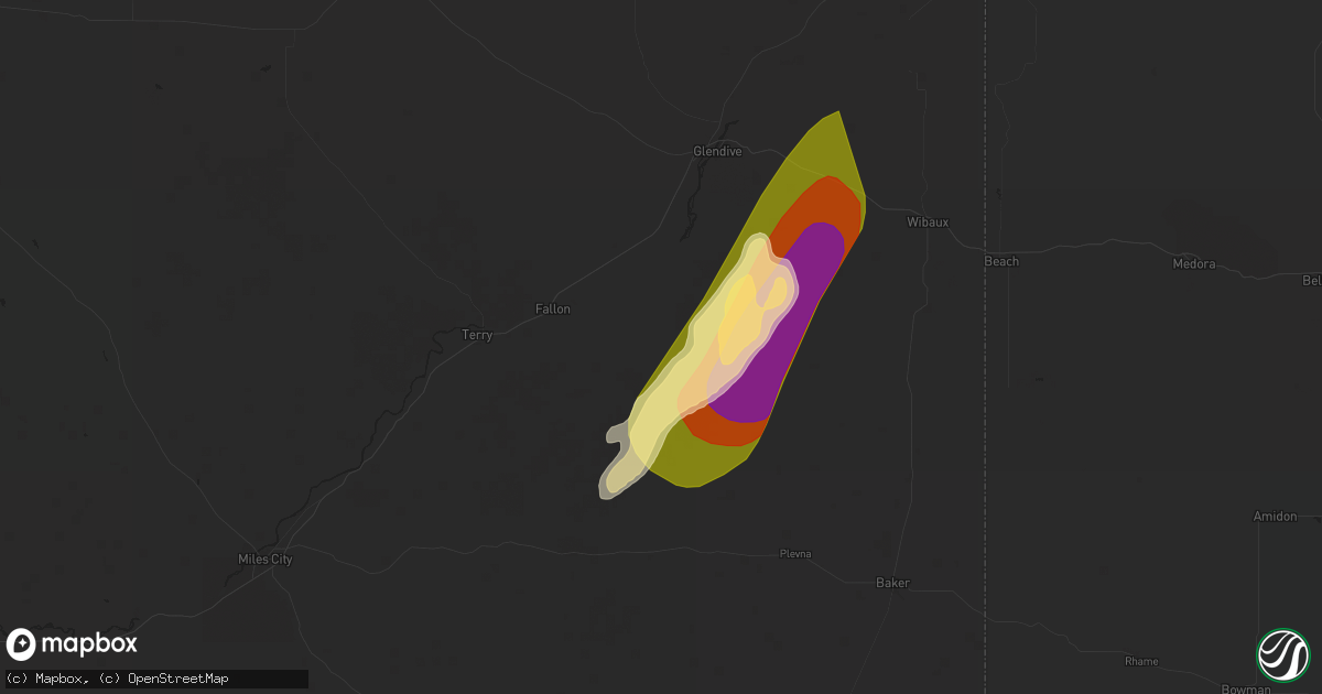 Hail map in Fallon, MT on September 12, 2024