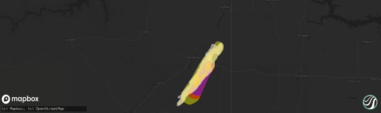 Hail map in Glendive, MT on September 12, 2024