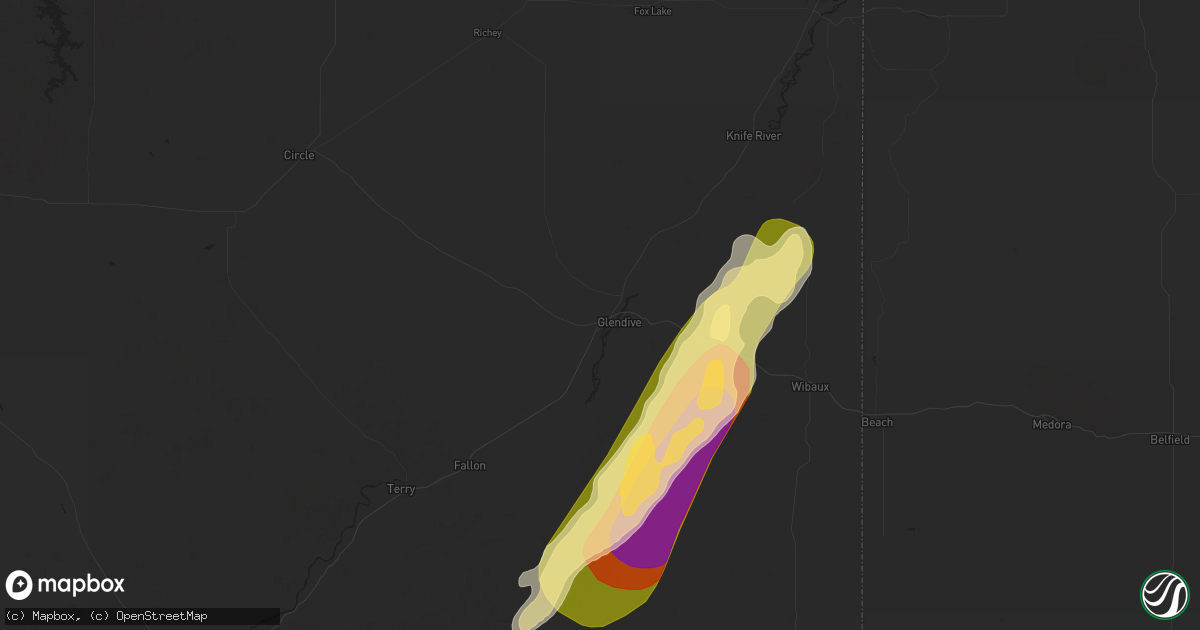 Hail map in Glendive, MT on September 12, 2024