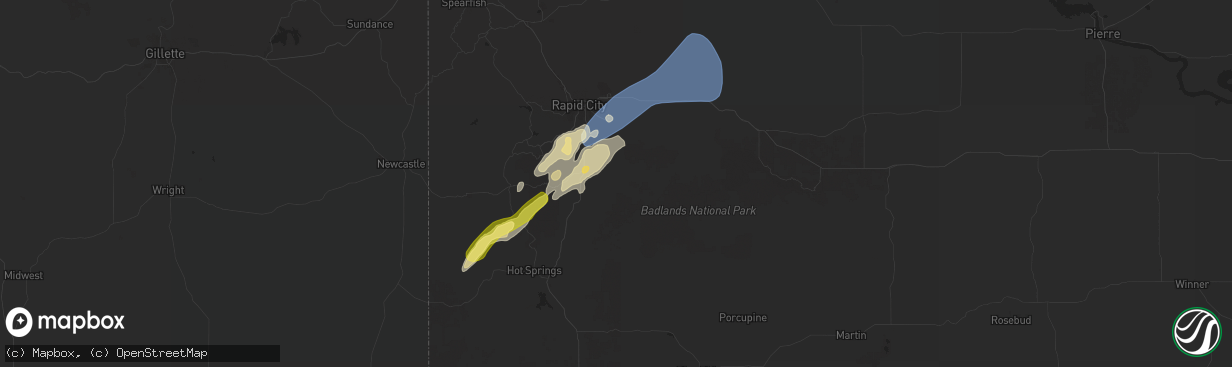 Hail map in Hermosa, SD on September 12, 2024