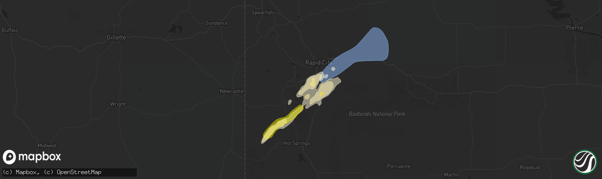 Hail map in Keystone, SD on September 12, 2024