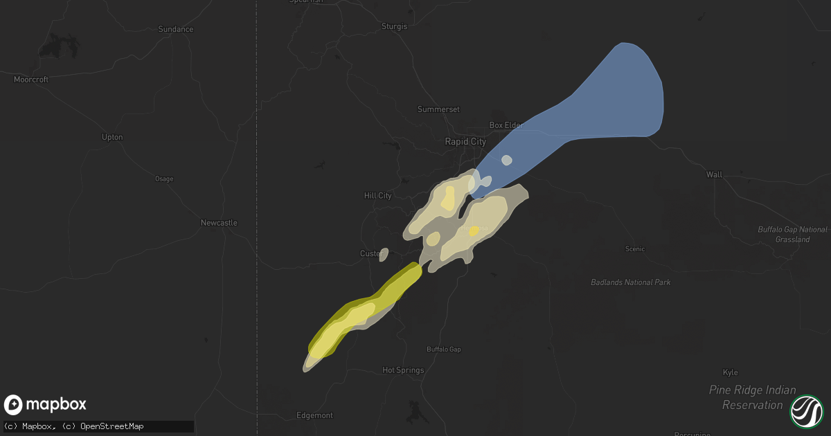 Hail map in Keystone, SD on September 12, 2024