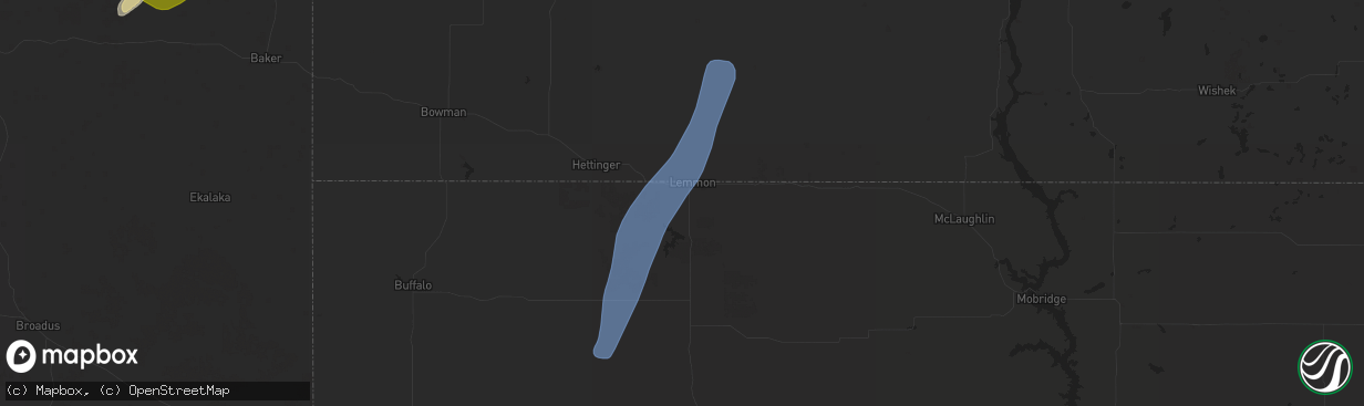 Hail map in Lemmon, SD on September 12, 2024