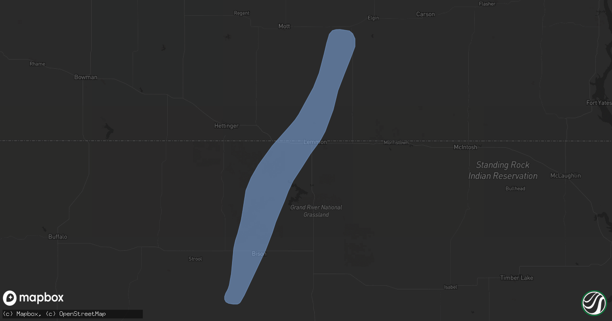 Hail map in Lemmon, SD on September 12, 2024