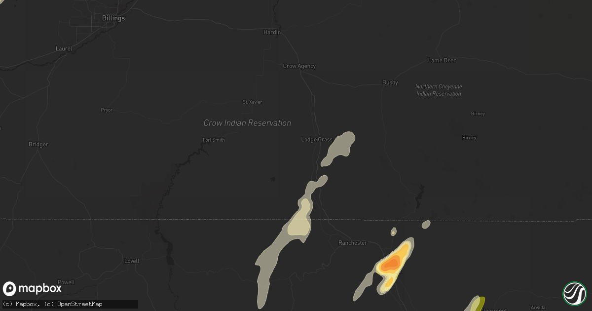 Hail map in Lodge Grass, MT on September 12, 2024