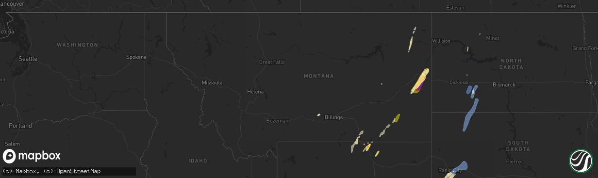 Hail map in Montana on September 12, 2024