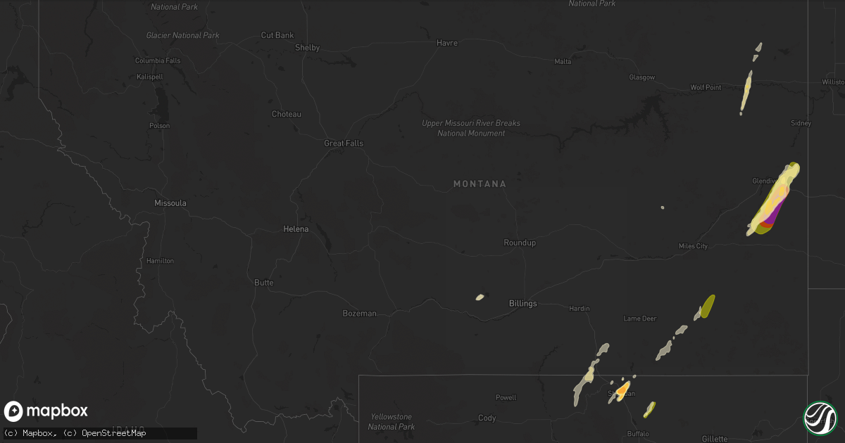 Hail map in Montana on September 12, 2024