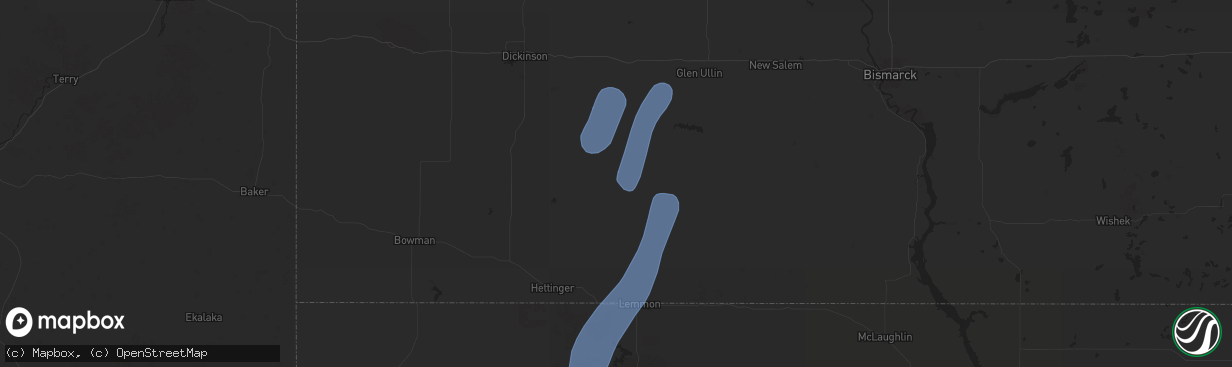 Hail map in Mott, ND on September 12, 2024