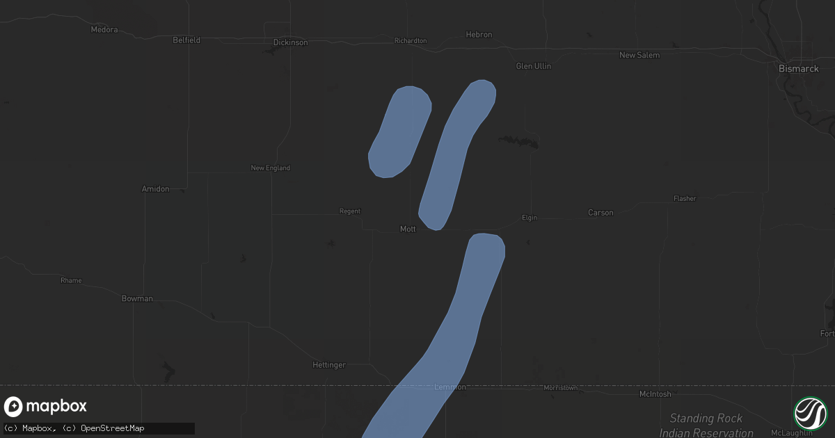 Hail map in Mott, ND on September 12, 2024