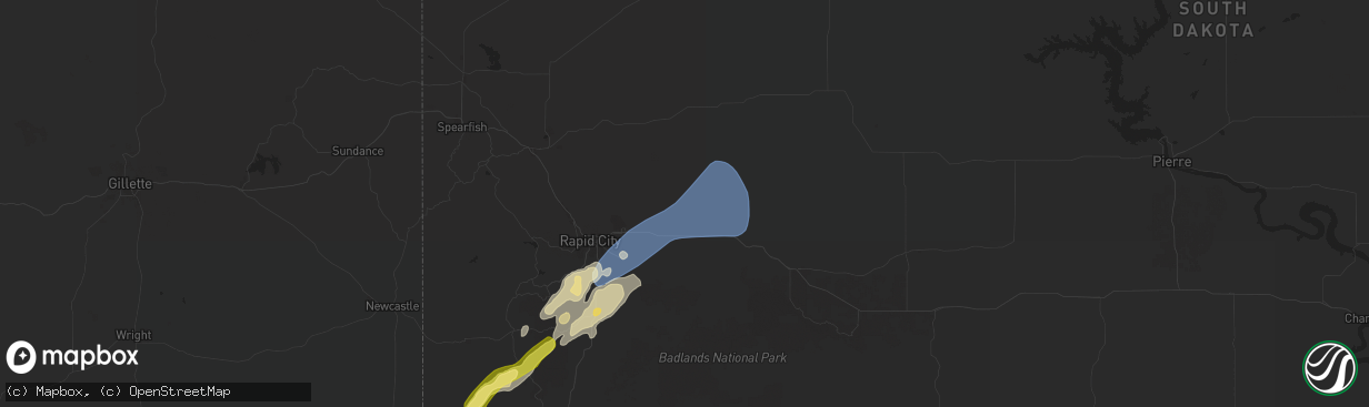 Hail map in New Underwood, SD on September 12, 2024