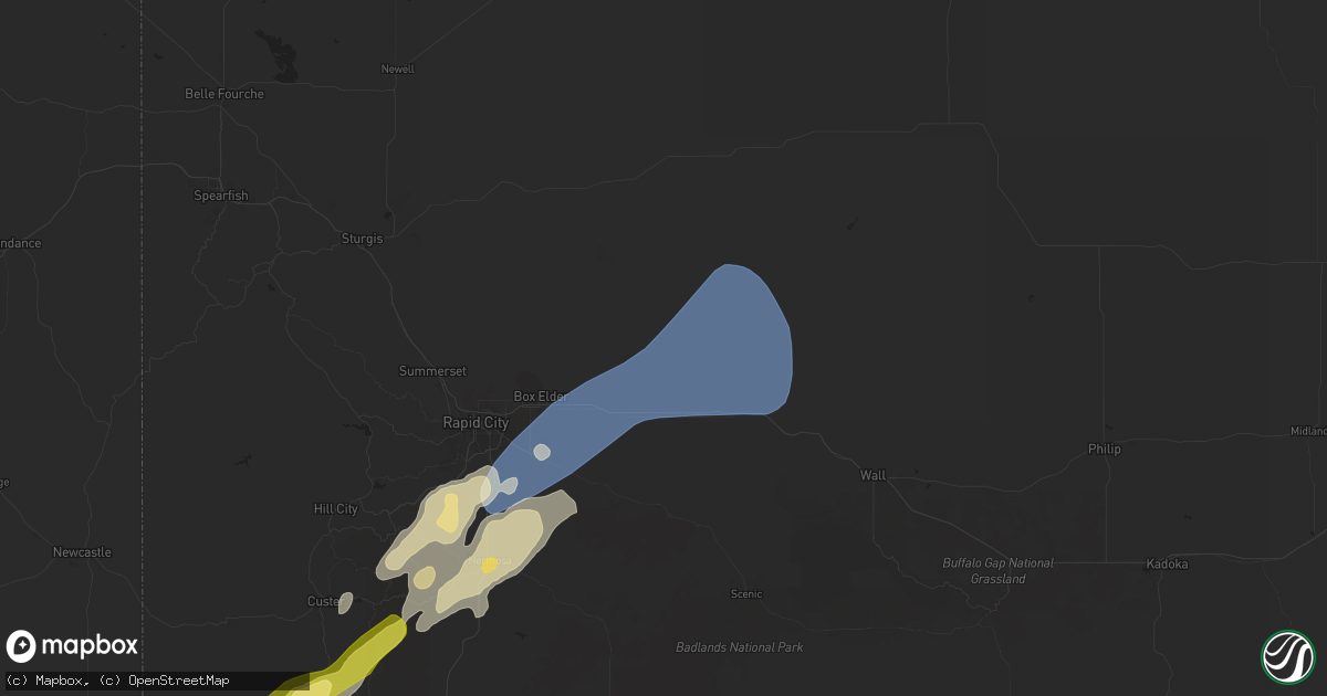 Hail map in New Underwood, SD on September 12, 2024