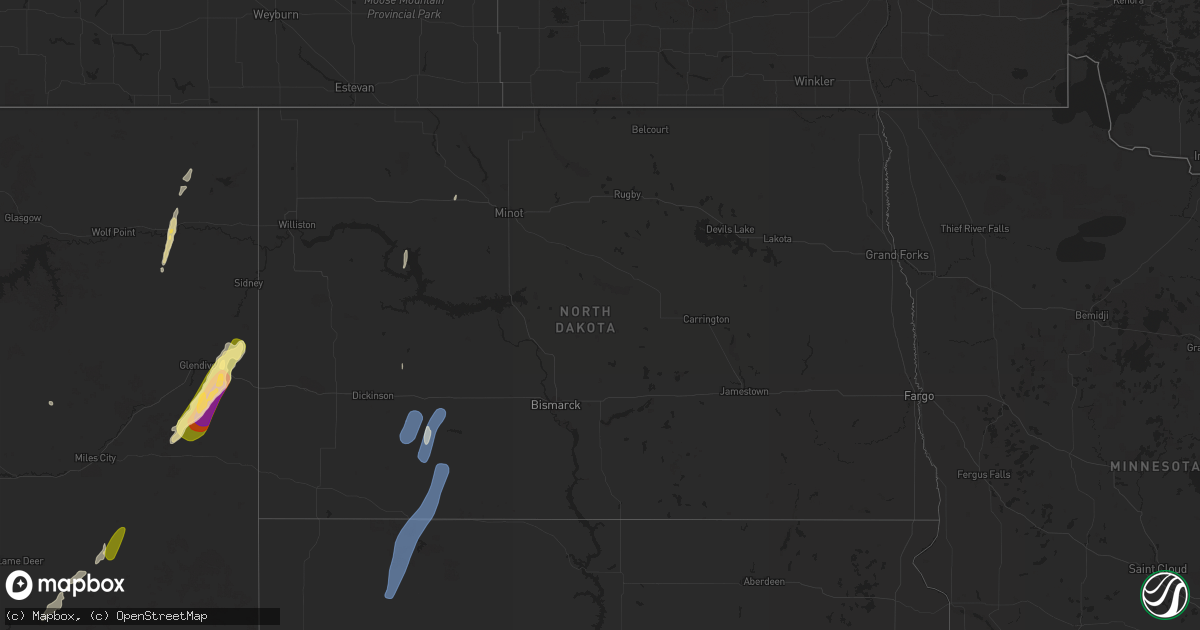 Hail map in North Dakota on September 12, 2024