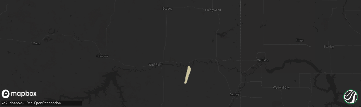 Hail map in Poplar, MT on September 12, 2024