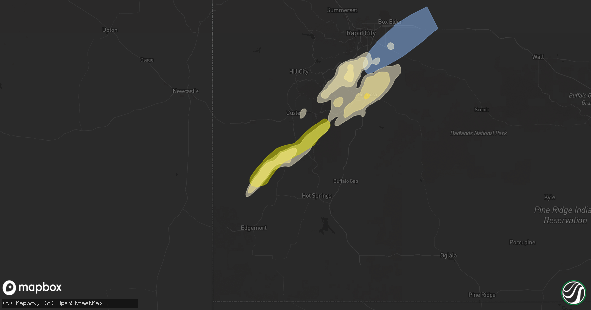 Hail map in Pringle, SD on September 12, 2024