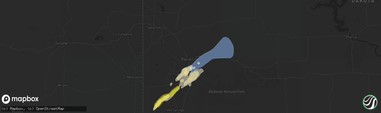 Hail map in Rapid City, SD on September 12, 2024